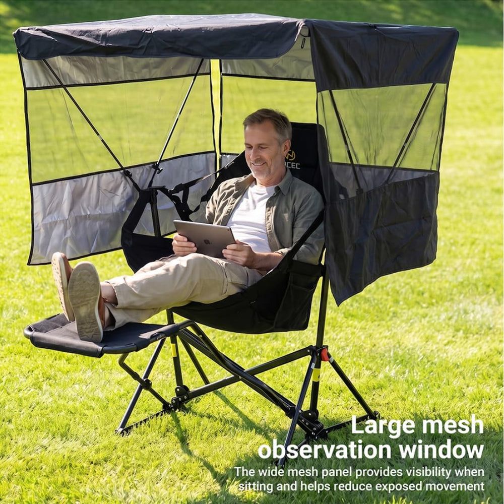 Nice C Hammock Camping Chair with Full-Cover Canopy & Footrest (1 Pack)