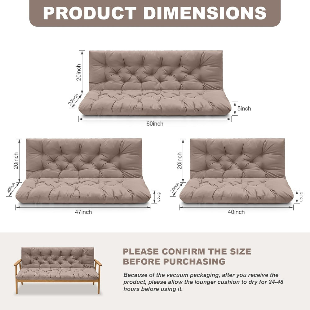 Porch Swing Cushions,Outdoor Cushions 3 Seater Replacement with Backrest, Wat...