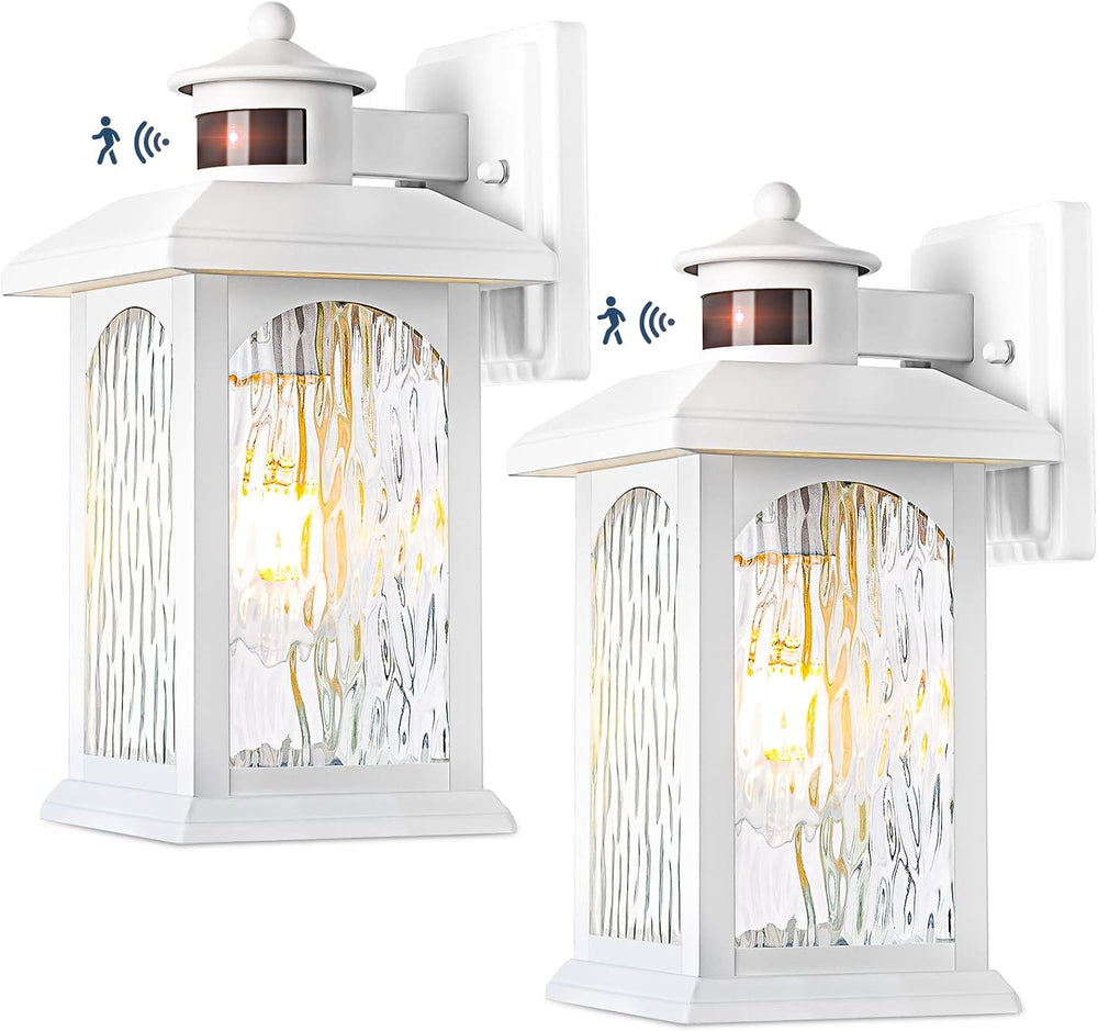 FILIYANO White Motion Sensor Outdoor Wall Lights, Dusk to Dawn, 2 Pack