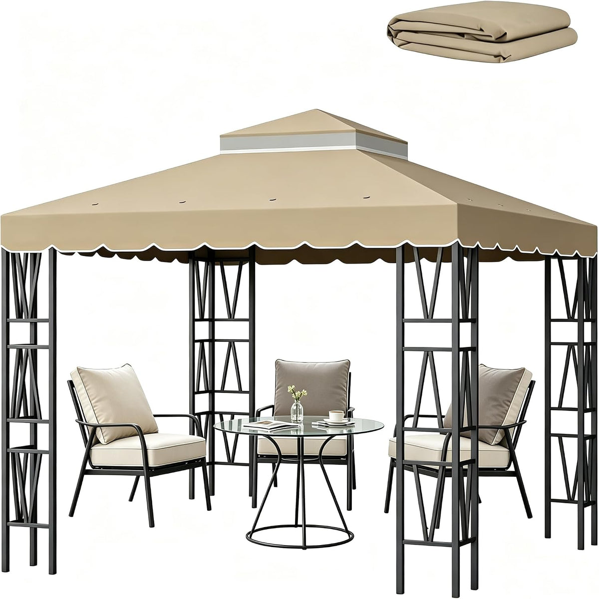 10x10 ft gazebo replacement canopy top cover, double, main product view
