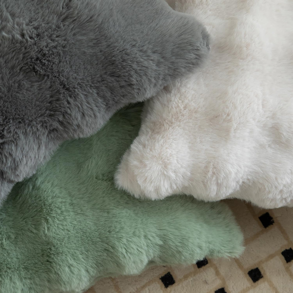 MANDIOO Pack of 2 Thick Plush Wool Decorative Throw Pillow Covers Super Soft ...