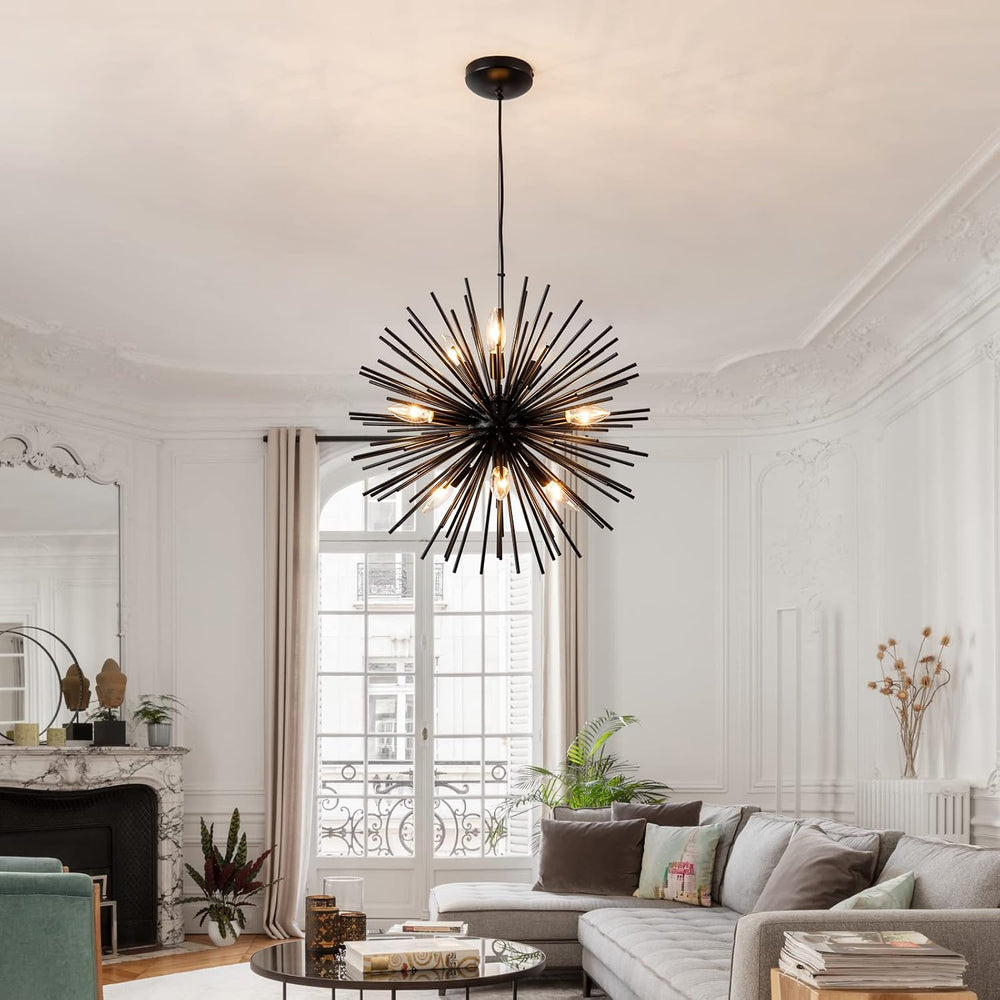 CM MZY Modern Black Sputnik Chandeliers, 9-Light Satellite Pendant Light fixt...