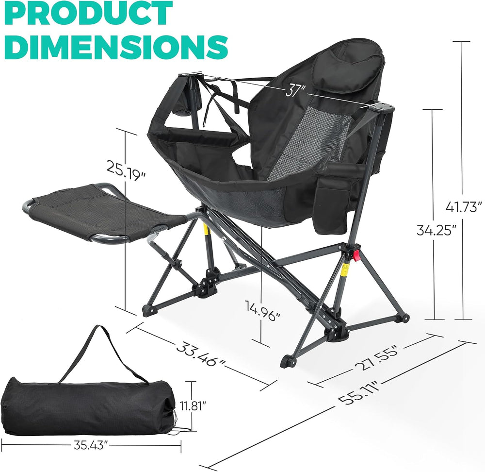 Ainfox Hammock Camping Chair with Footrest, Foldable Portable Rocking Chairs ...