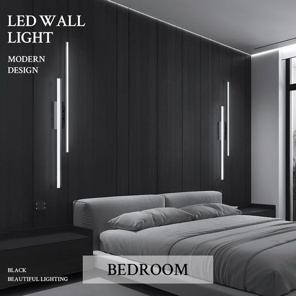 LED Wall Sconce Black Modern Remote Wall Light Fixtures for Living Room, Dimm...