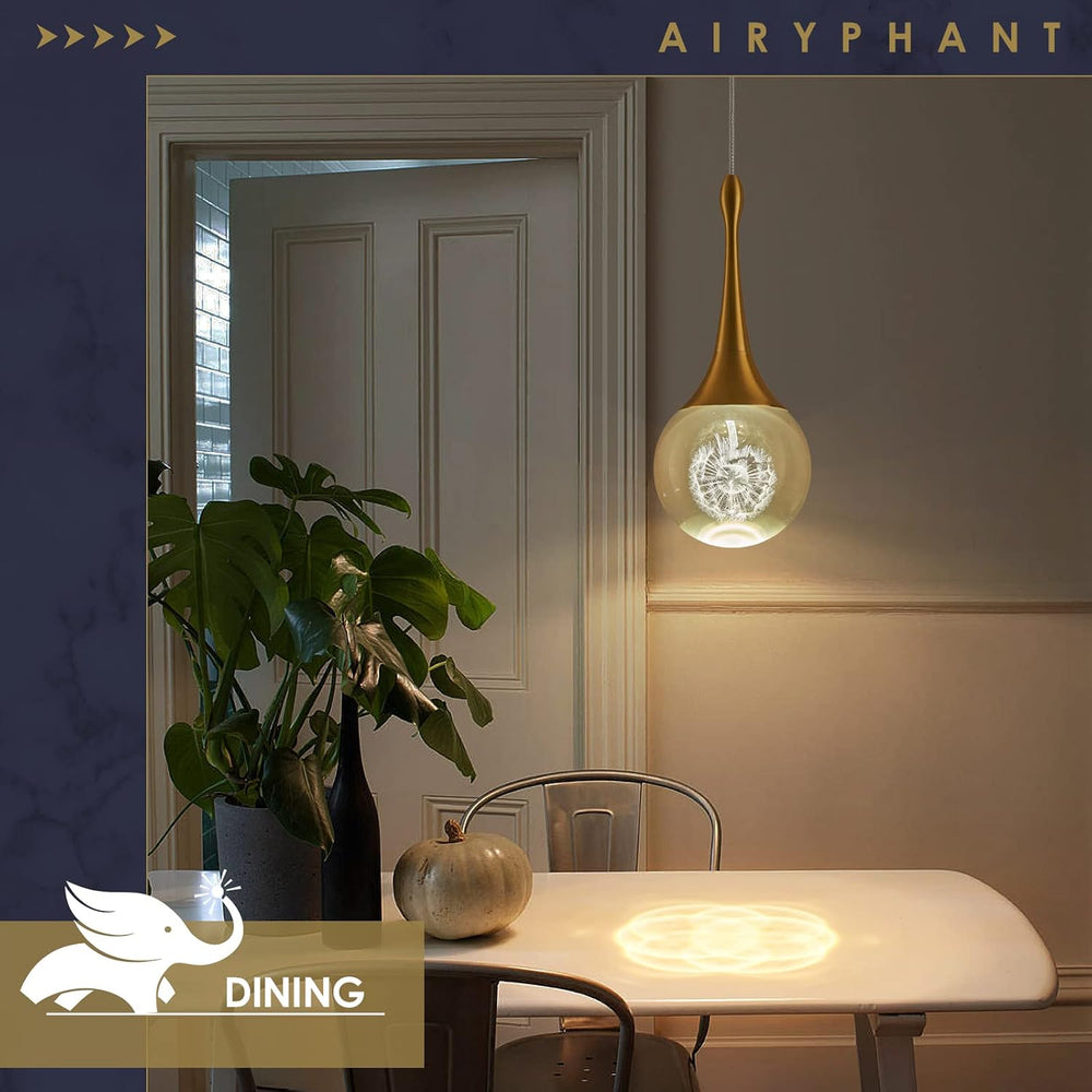 Modern LED Pendant Light for Kitchen Island, Dimmable Gold Teardrop Crystal C...
