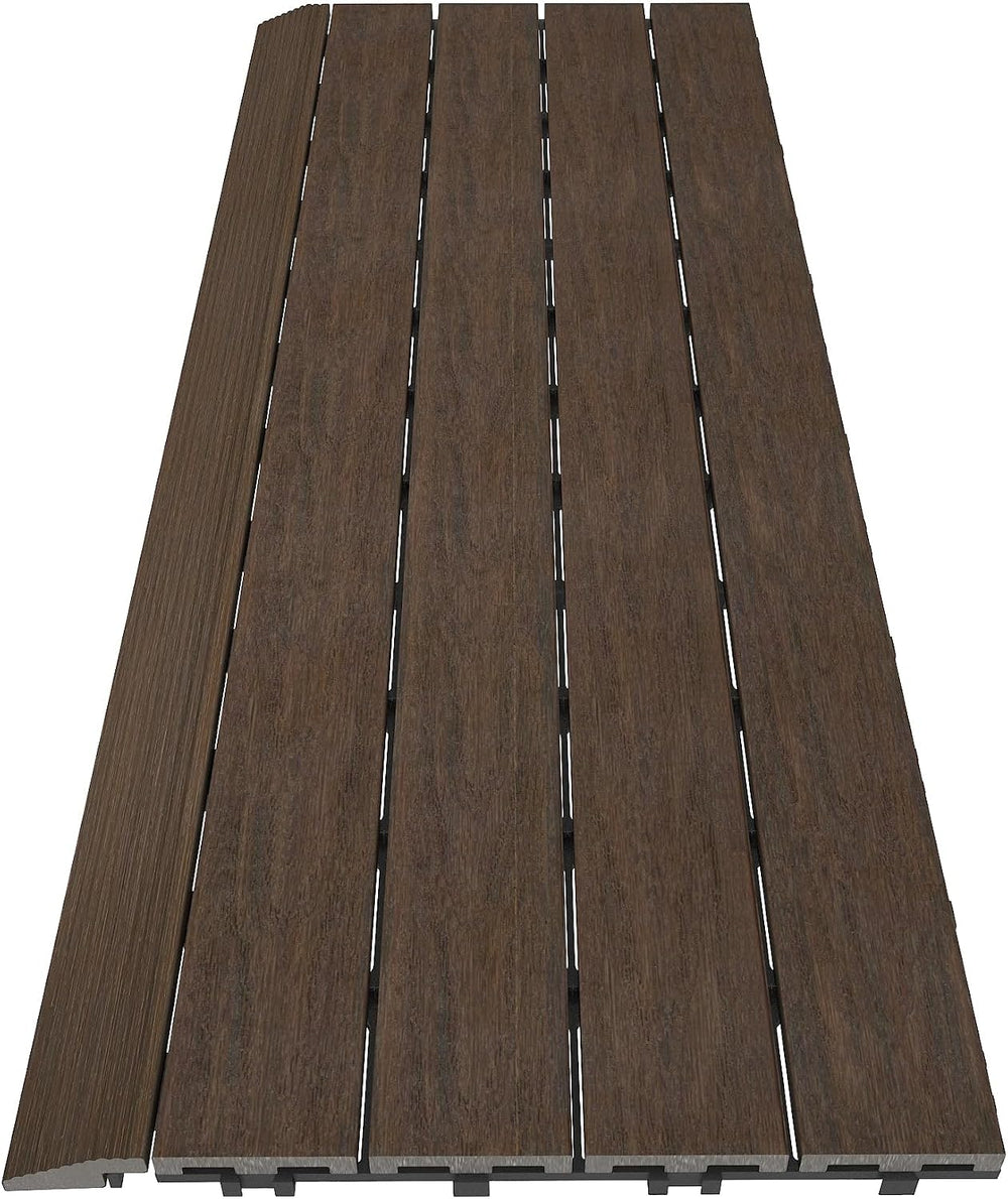 NewTechWood 1/6 ft. x 3 ft. Quick Deck Composite Deck Tile Straight Fascia in...