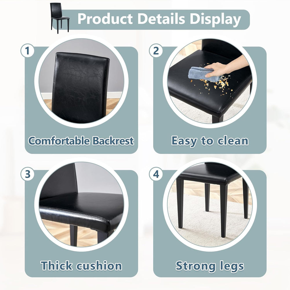 Black Dining Chairs Set of 4,Armless Kitchen Room Chair for Dining