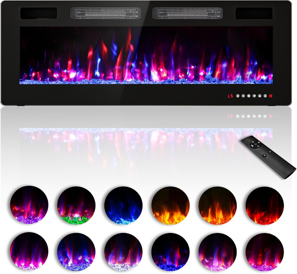 Zionheat 50 inch Ultra Thin Electric Fireplace-Wall Fireplace for Living Room...