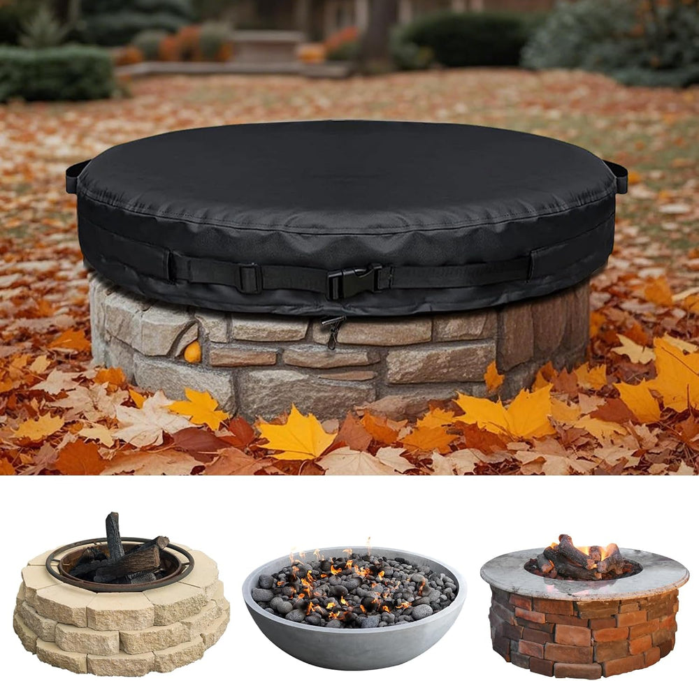 51-74.8" Round Fire Pit Cover Heavy Duty 600D Oxford Waterproof Outdoor ...