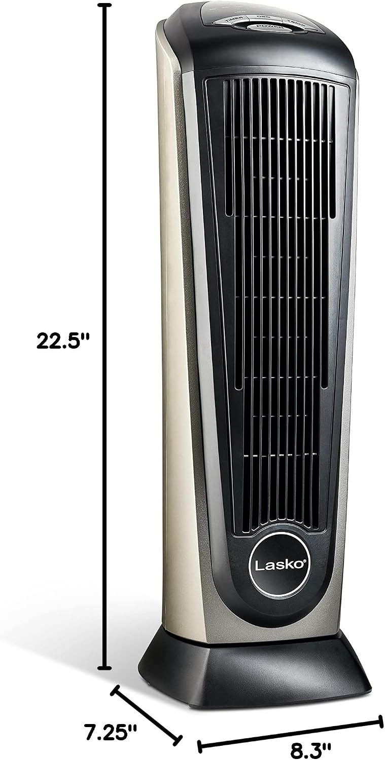 Lasko 1500W Ceramic Tower Space Heater with Remote, Thermostat, Timer & W...