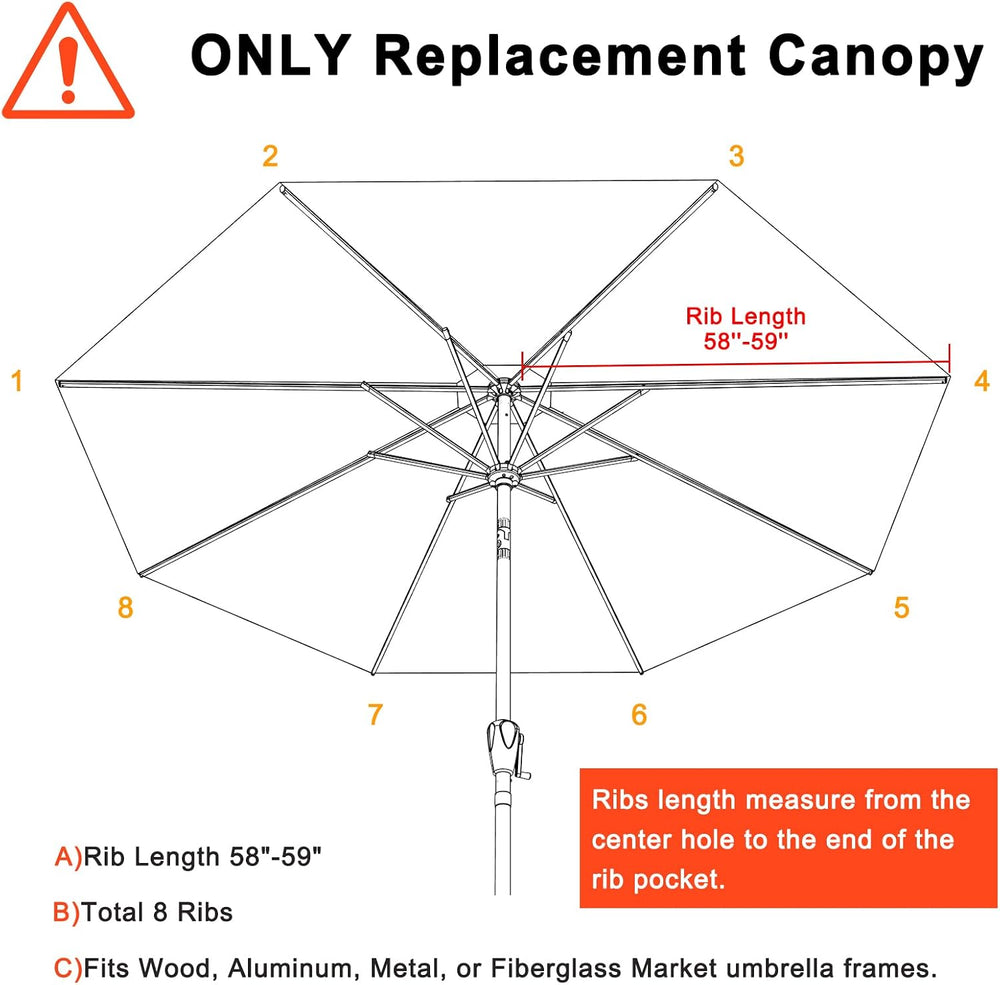 MASTERCANOPY 10ft Replacement Canopy for 8 Ribs - Turquoise