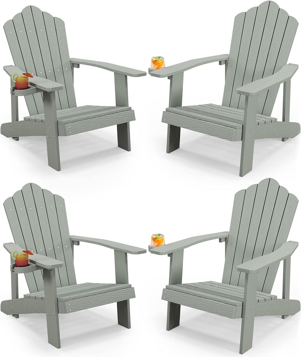 Tangkula Oversized Adirondack Chair, Patio Lounge Chairs w/Adjustable Cup Hol...