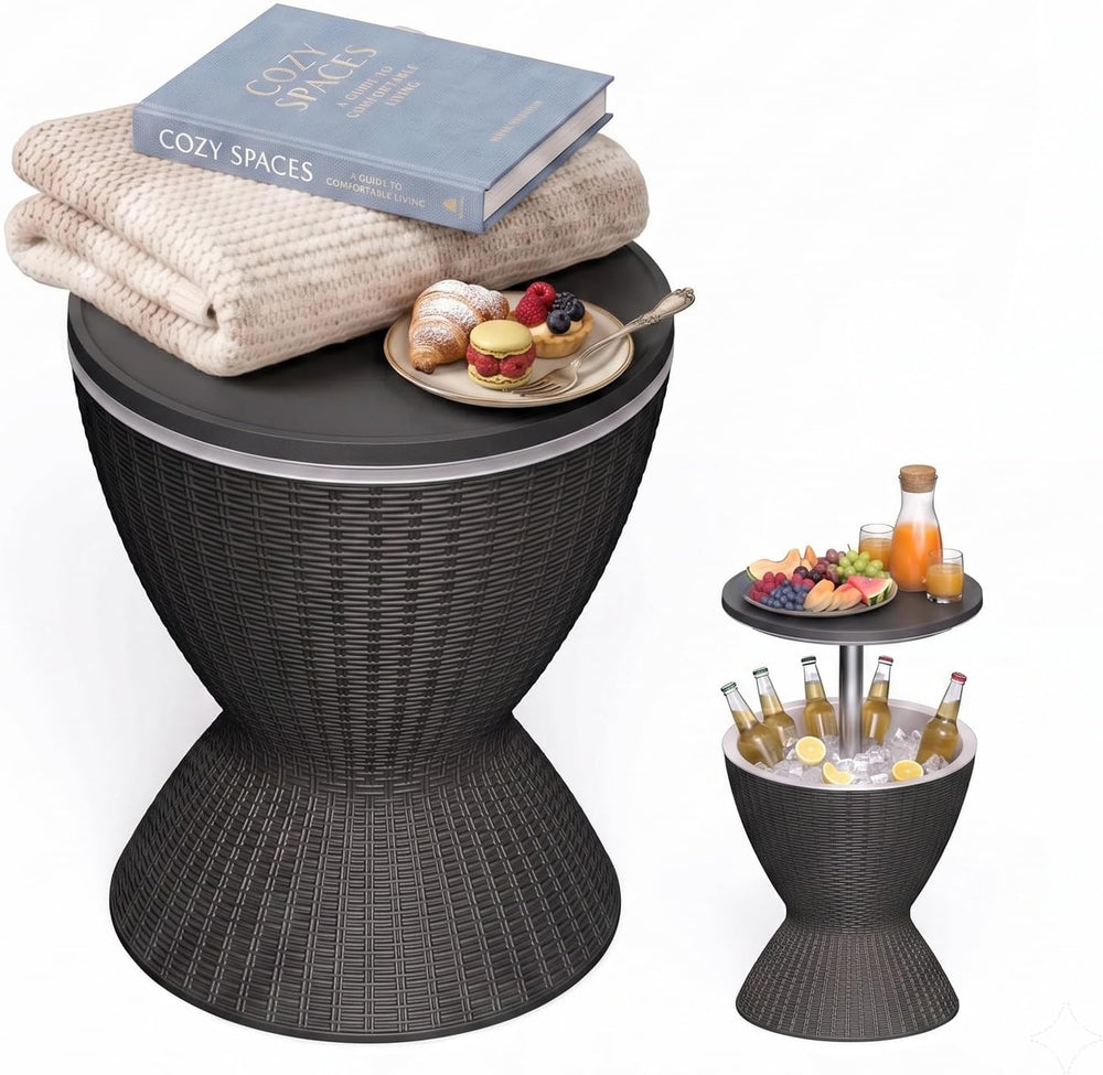EasyUp Outdoor Cooler Bar Table – 8 Gallon Outdoor Patio Cooler Table with Dr...
