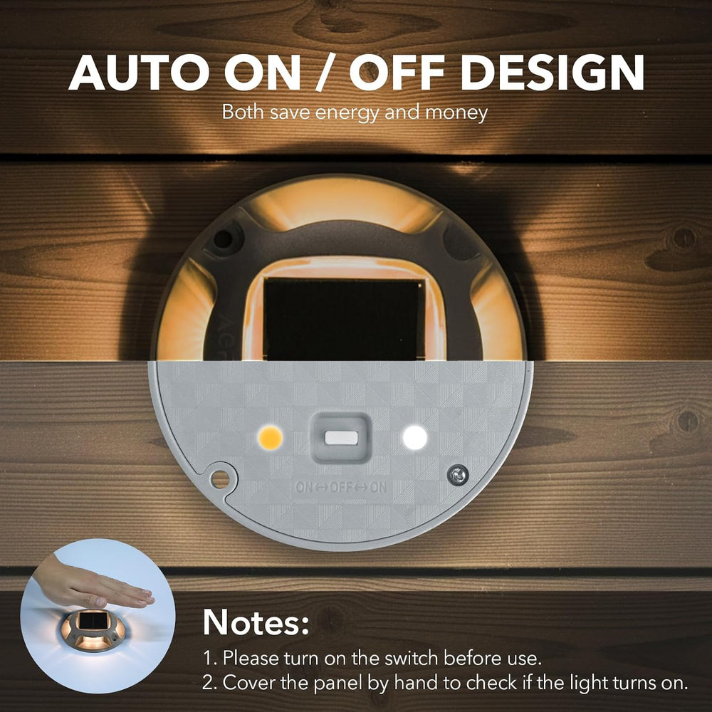 AGPTEK Solar Driveway Lights Outdoor 12 Pack, 2 Color Modes LED Deck Dock