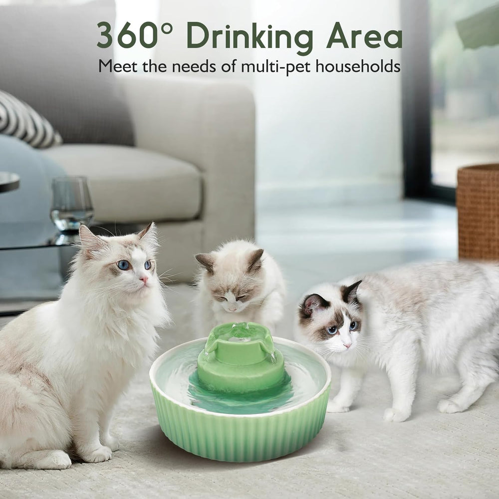 Lawfery Ceramic Cat Water Fountain, 2.1L/71oz Cupcake Pet Fountain