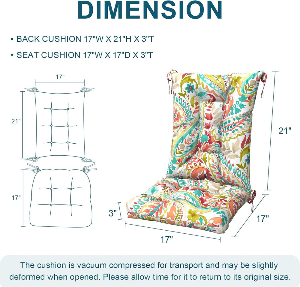 DYTXIII Set of 2 Rocking Chair Cushions for Outdoor/Indoor Use,Water Resistan...