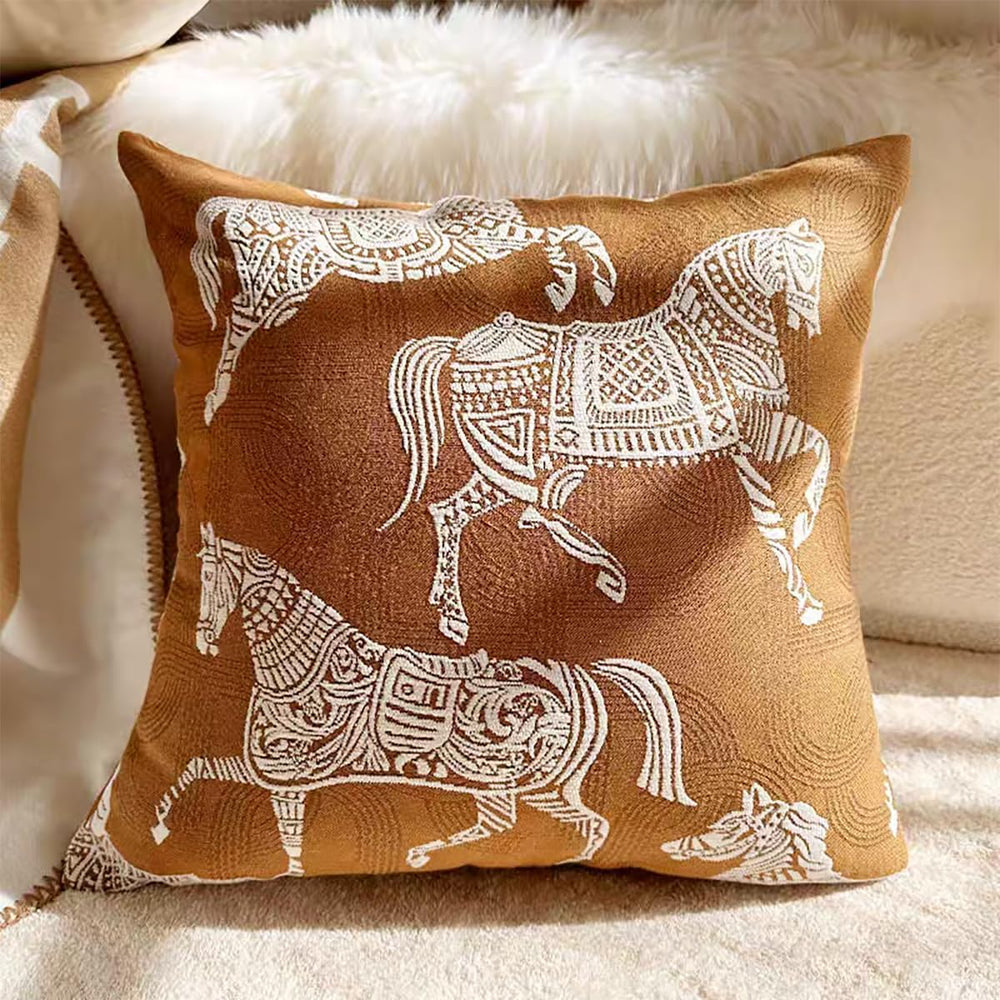 Croker Horse 18x18'' Inches Throw Pillow Cushion Cover - Luxury Palac...