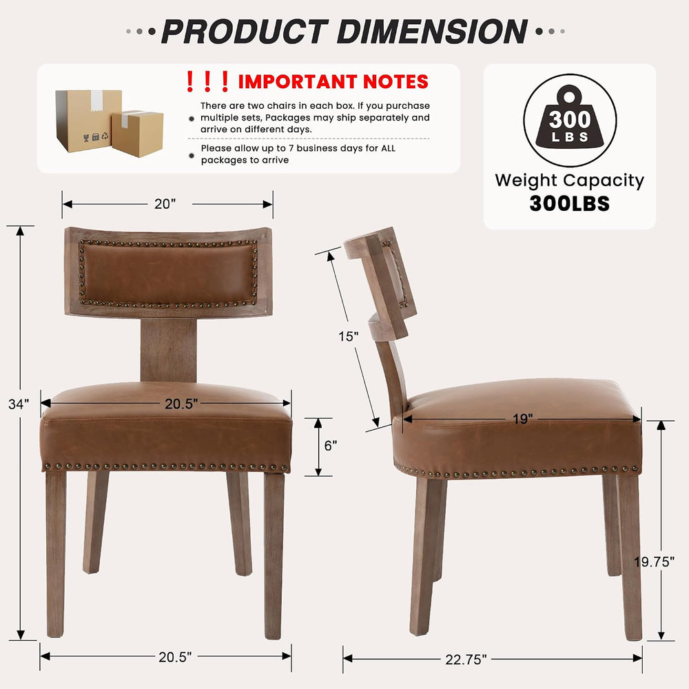 HNY Mid Century Modern Dining Chairs Set of 6, Farmhouse PU Leather Upholster...
