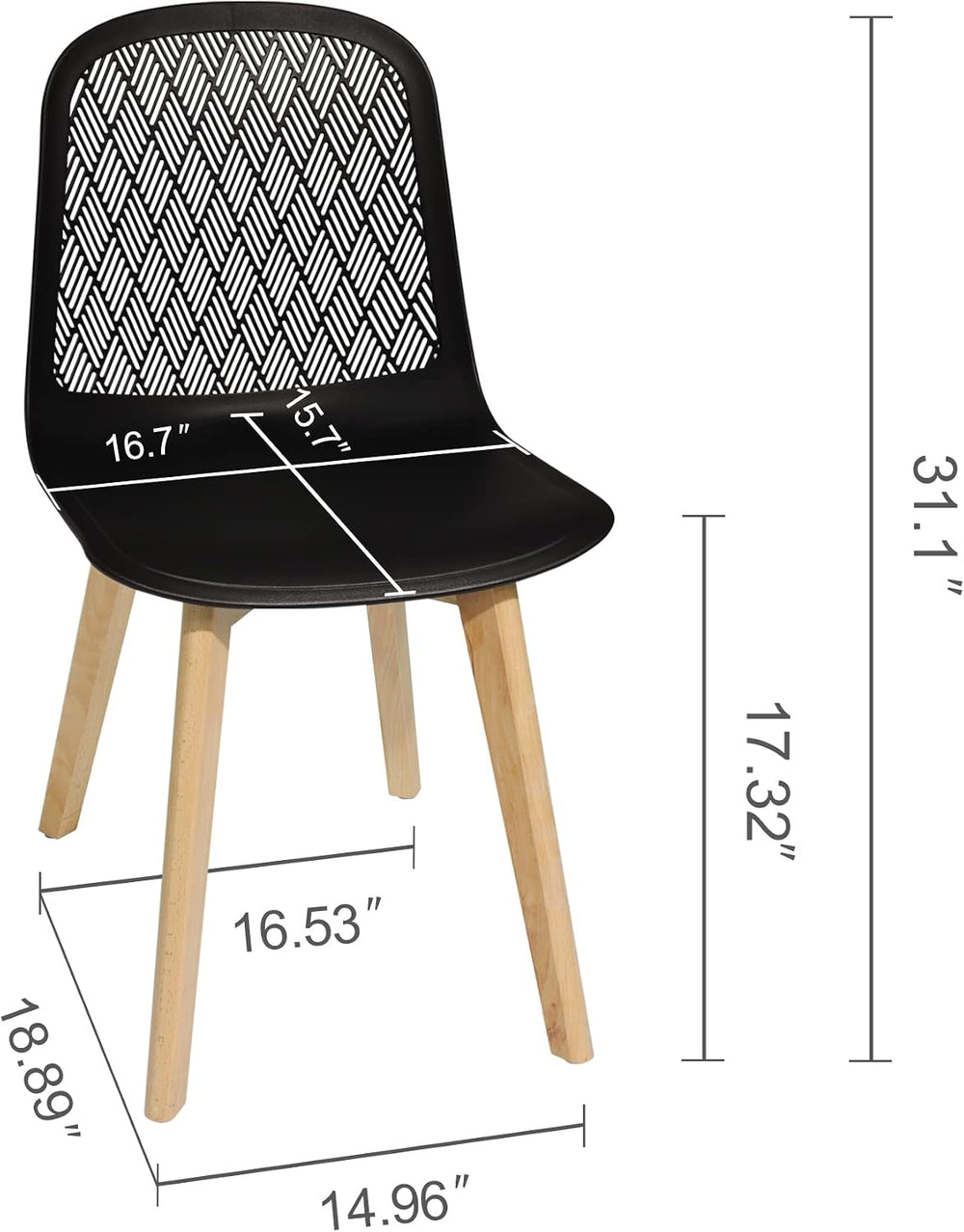 KM Legend Armless Modern Chairs with Wood Legs for Living, Bedroom, Kitchen,D...