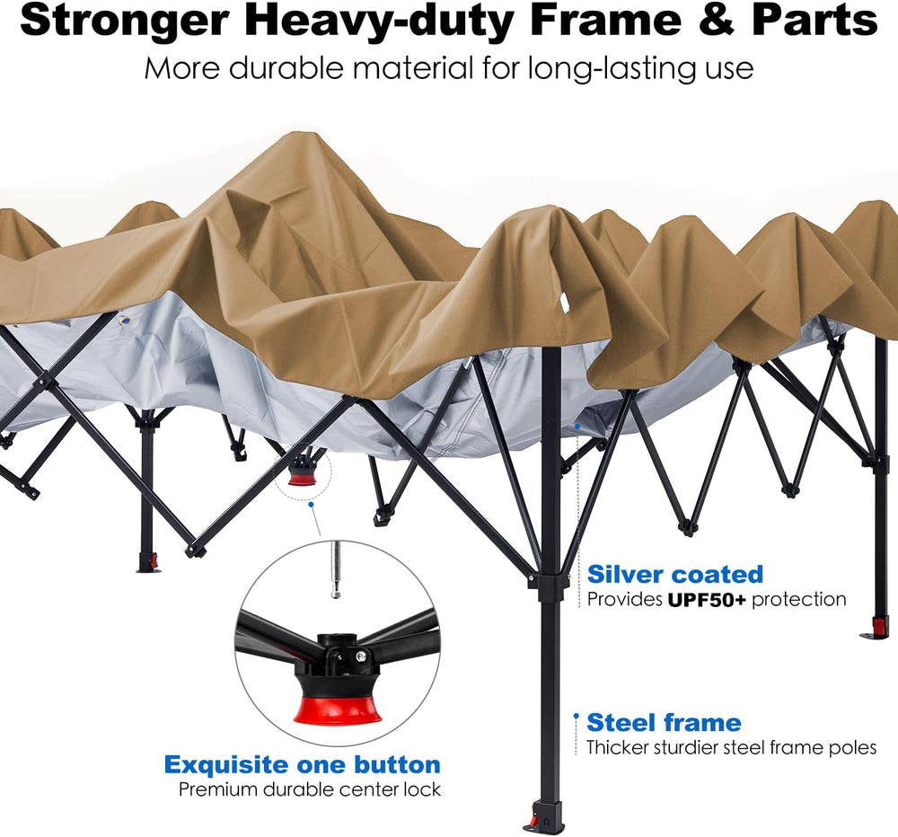 GAFETE Pop Up Canopy Tent Outdoor Sidewall One Push (Sand, 12X12)