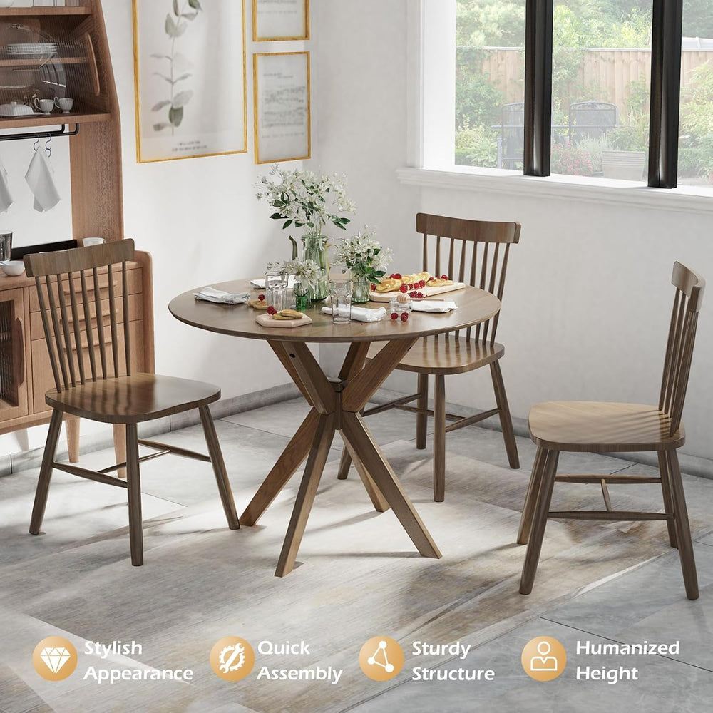 Tangkula 36" Round Dining Table, Mid-Century Modern Kitchen Table with R...