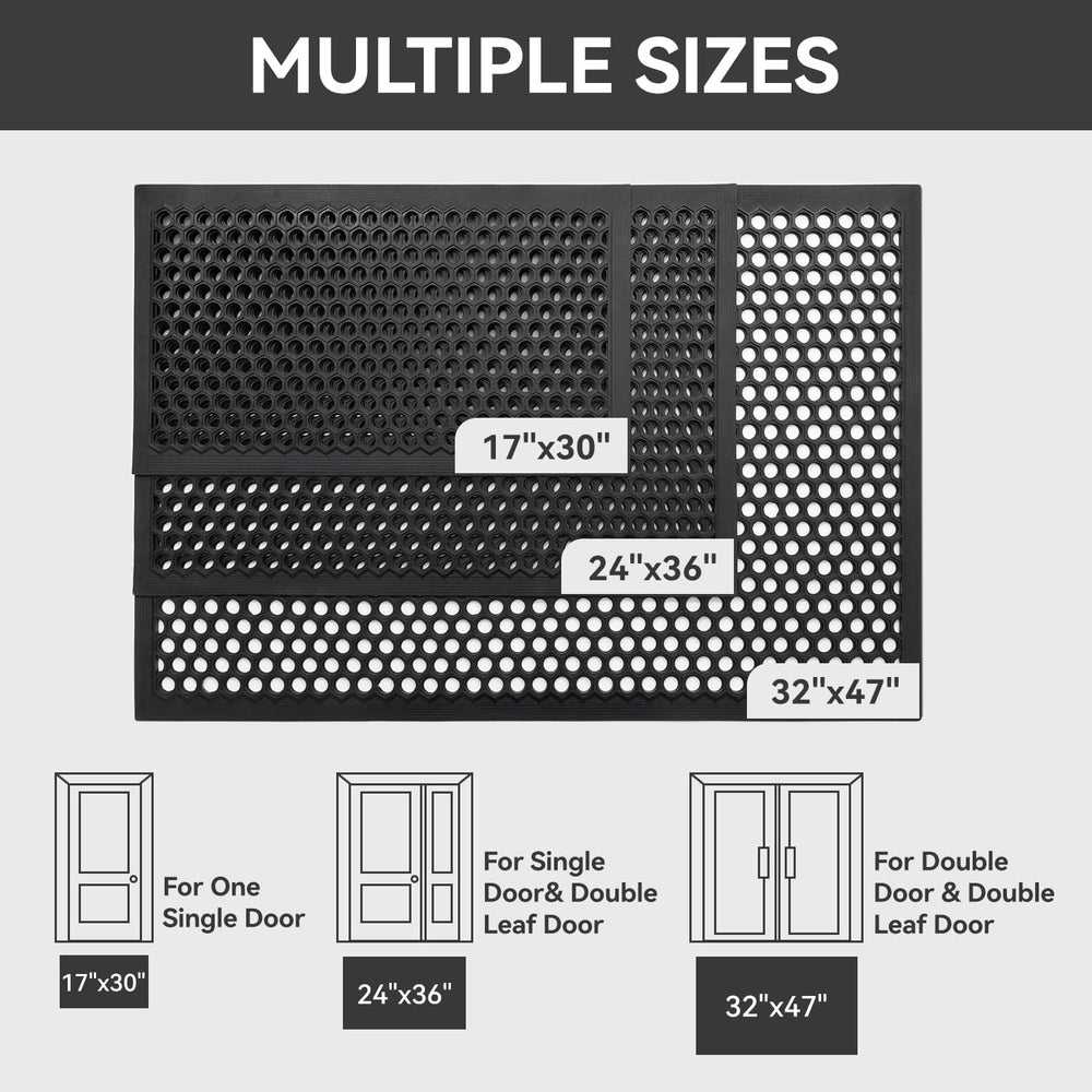 RESARE Front Door Mat Non Slip, 36"x24" Rubber Doormat Outdoor-Entr...