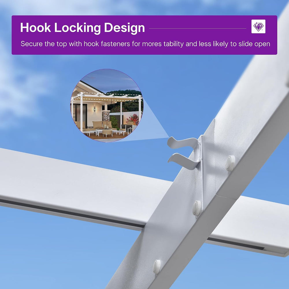 PURPLE LEAF Outdoor Pergola 10' x 13' White Pergola, Double Canopy, K...