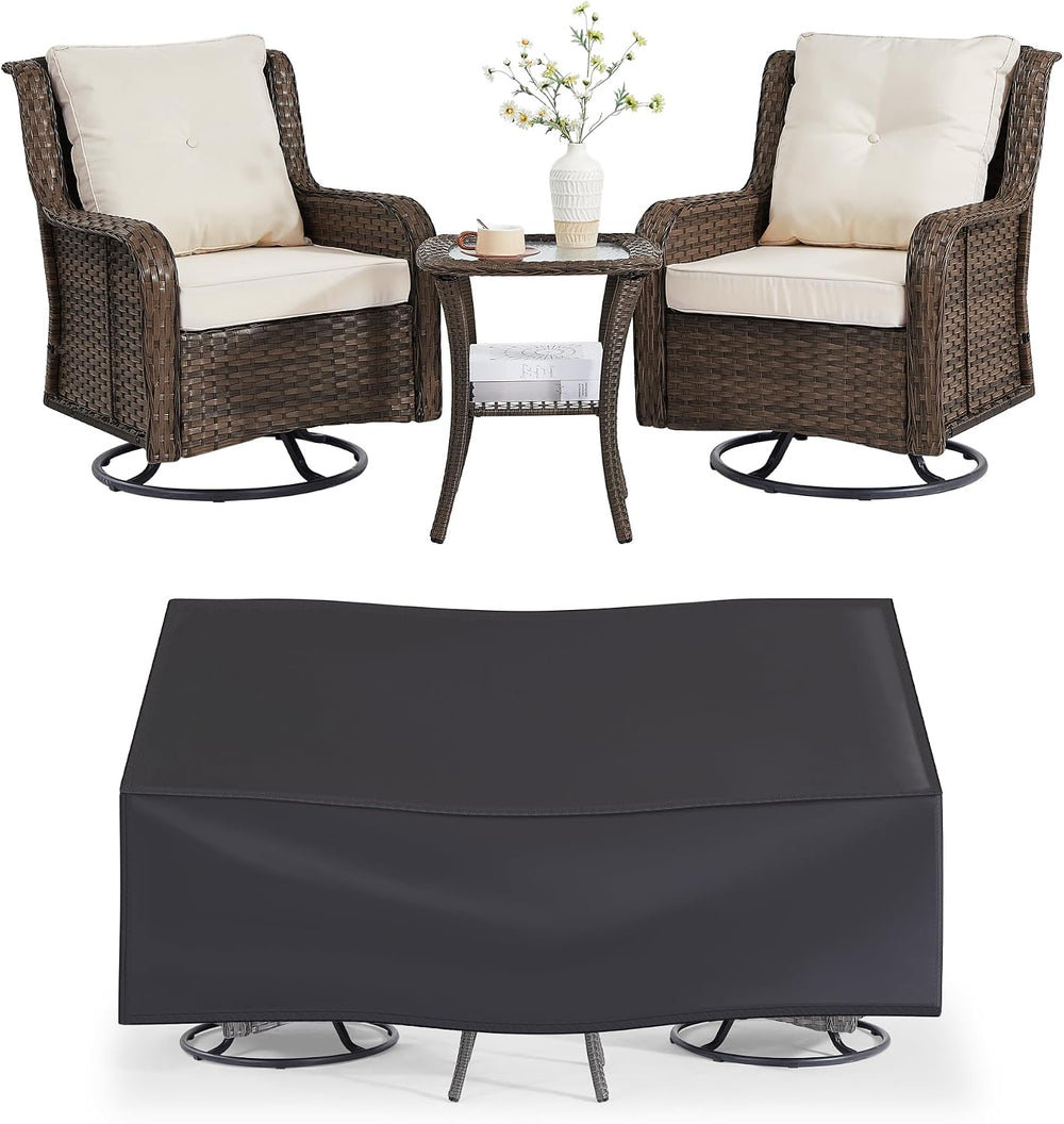 Wumiokio Patio Furniture Sets, 3 Pieces Wicker Outdoor Furniture - 360 Degree...