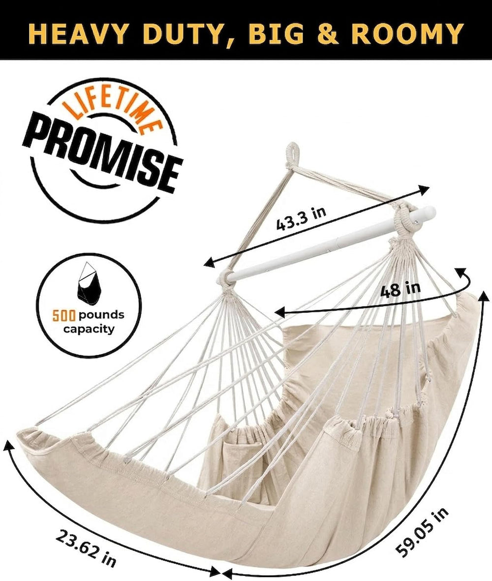 ADVOKAIR Hanging Hammock Chair Large Swing Chair with Foot Rest and Hardware,...