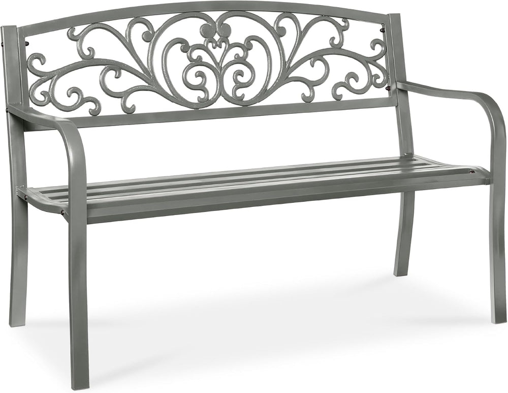 Best Choice Products Outdoor Bench Steel Garden Patio Porch Furniture for Law...
