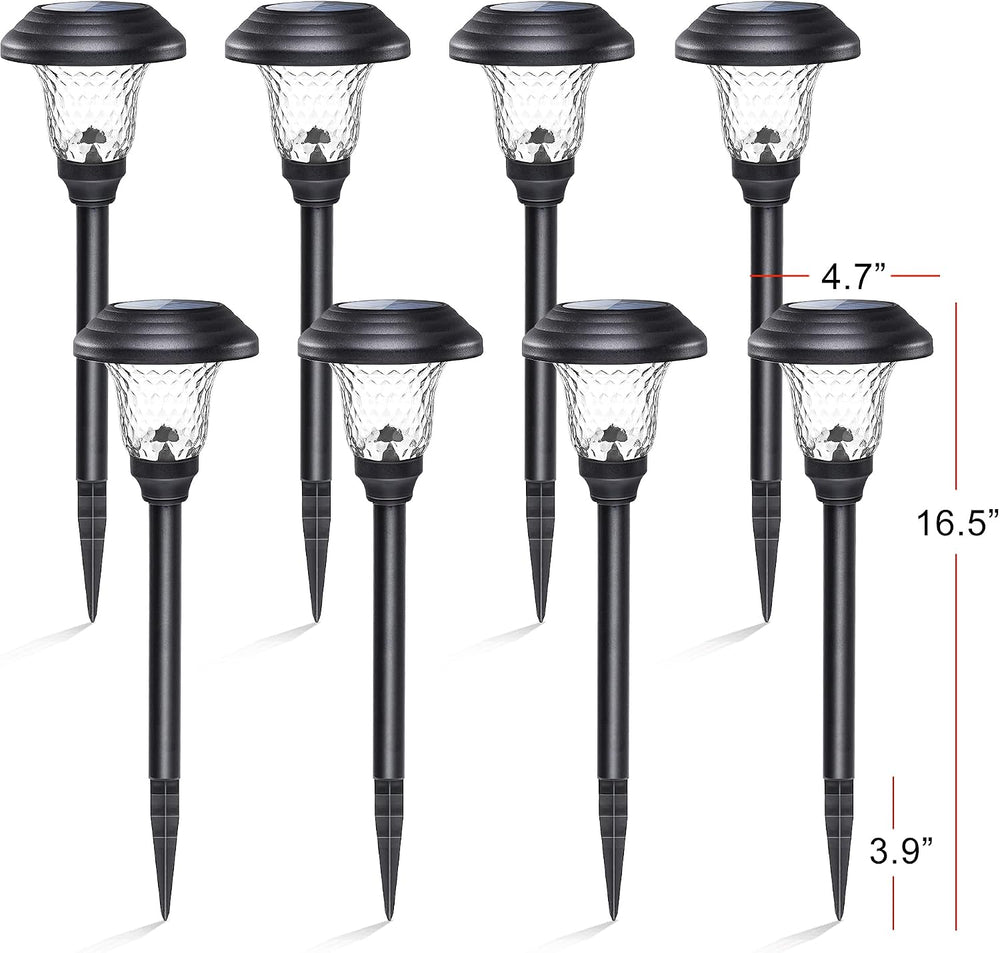 GIGALUMI Metal & Glass Solar Lights Outdoor, 8 Pack LED Garden Lights
