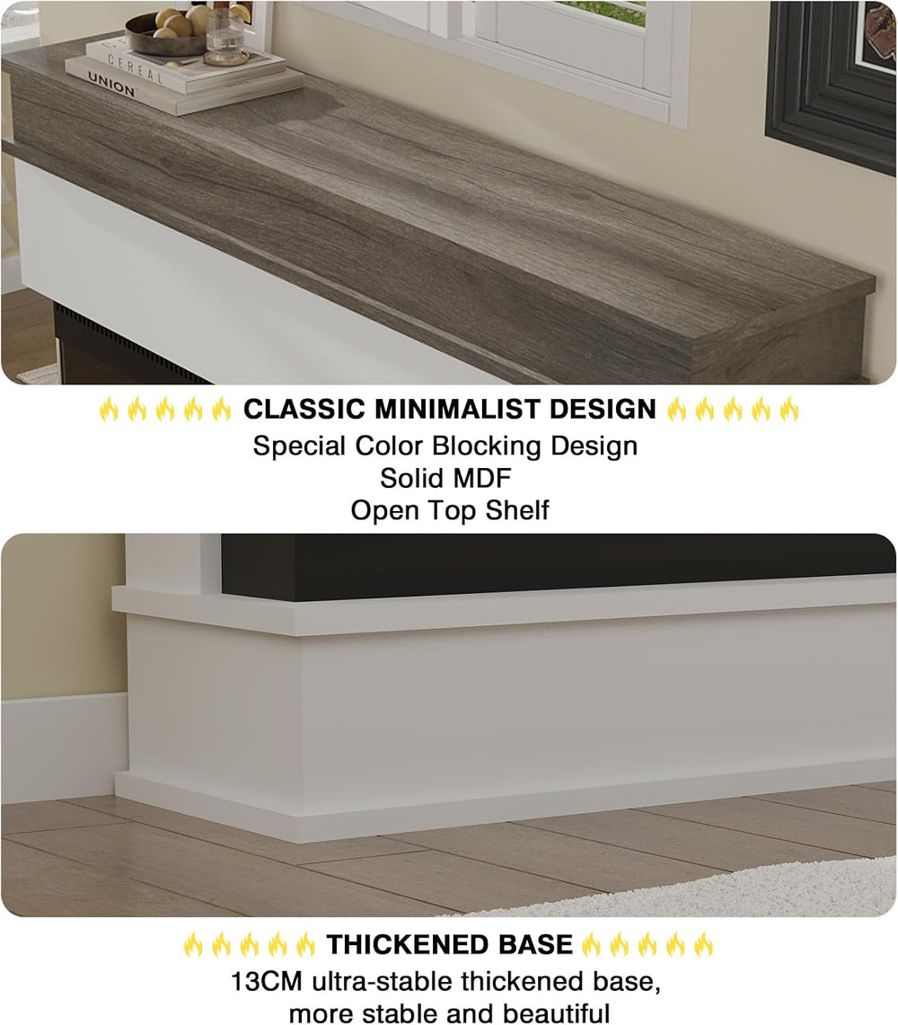 3-Sided View Electric Fireplace Insert - Minimalist Mantel - 12 Color Flame E...