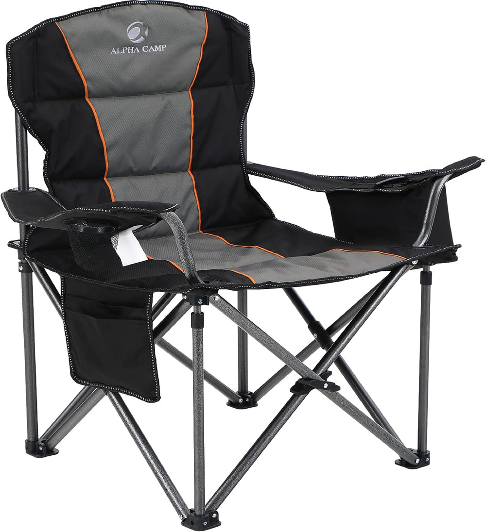 ALPHA CAMP Oversized Fully Padded Camping Chairs with Lumbar Support