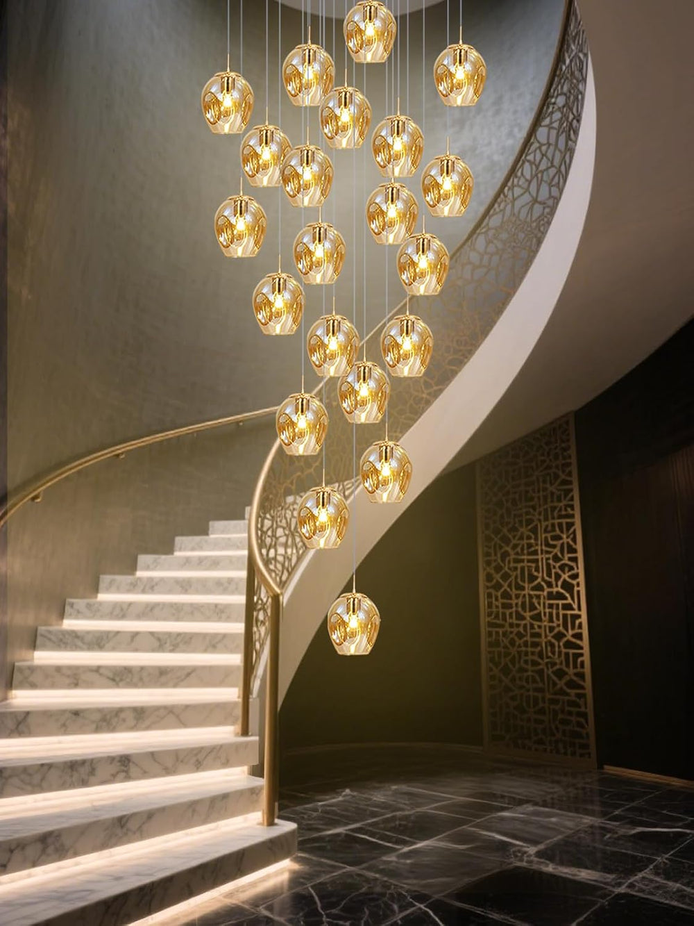 Long Chandeliers for High Ceilings,Modern Crystal Balls Pendant Light,Globe R...