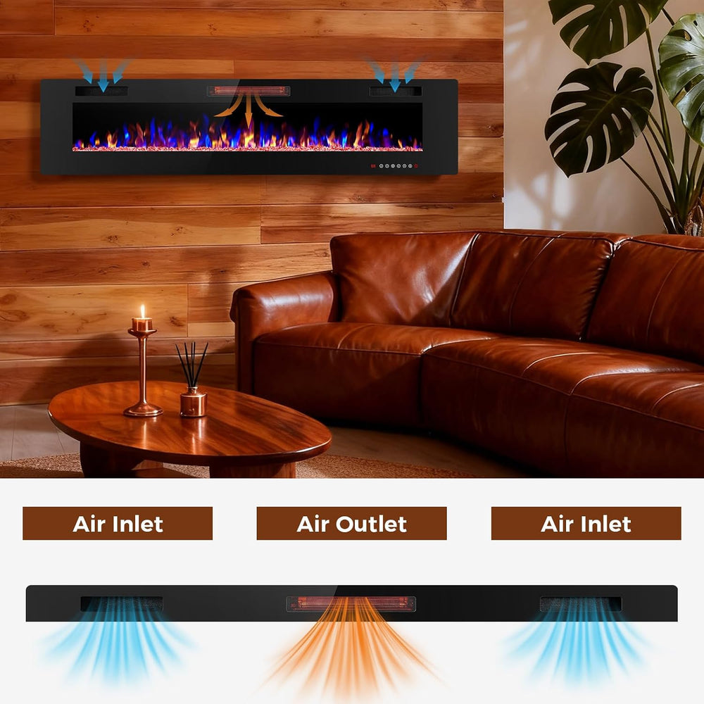 Electactic 68 Inch Electric Fireplace Insert Ultra-Thin - Recessed & Wall...