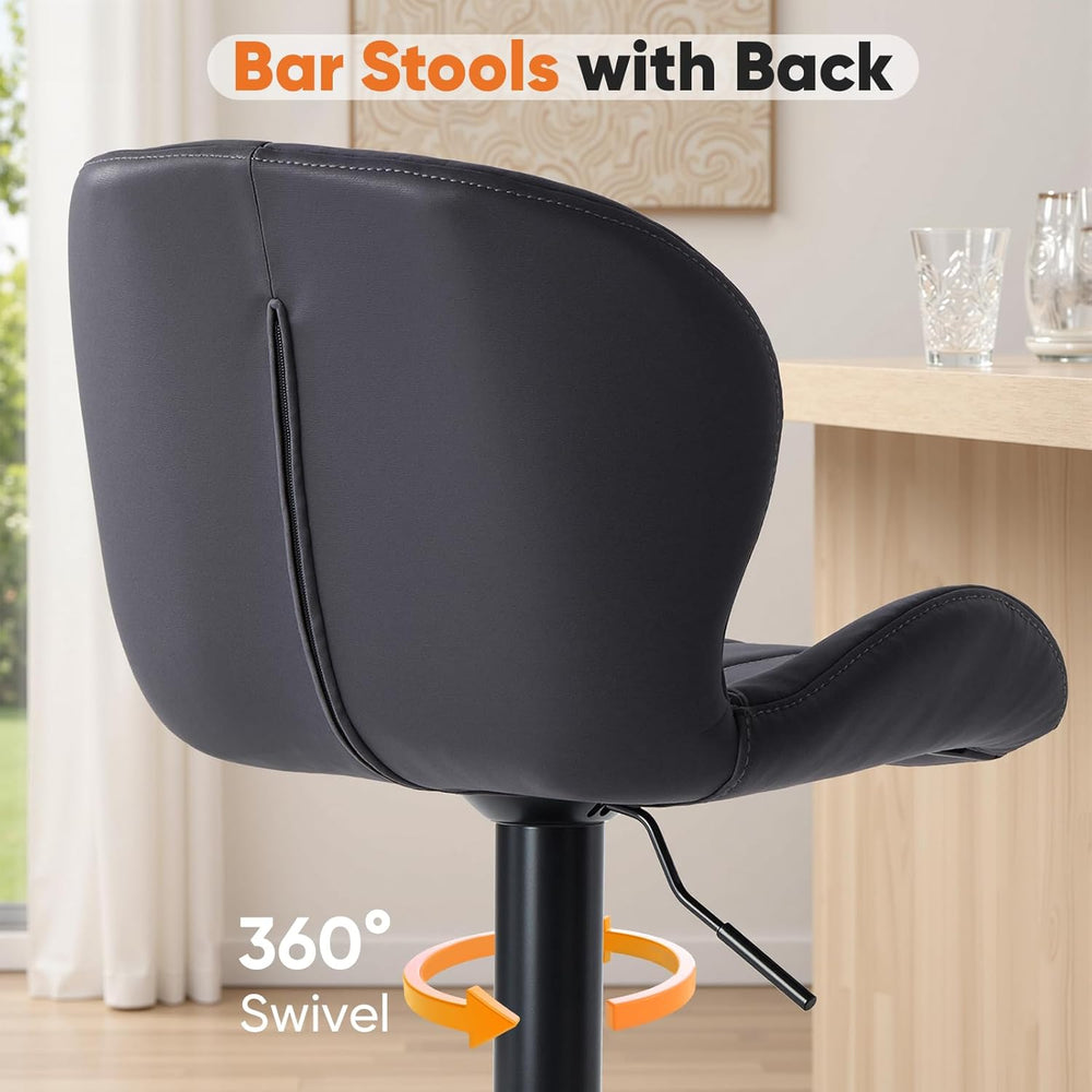 Sweetcrispy Bar Stools Set of 4, Swivel Adjustable Height Fabric Bar Chair