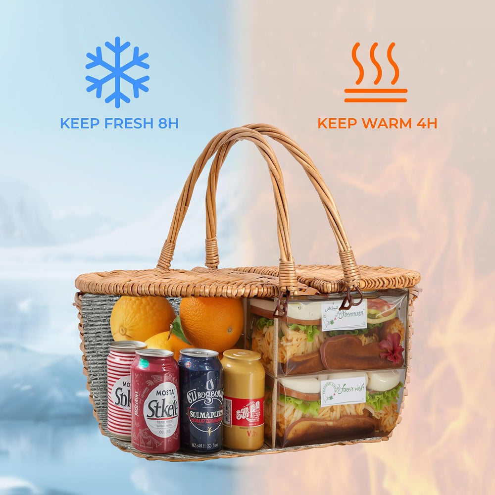 GRANNY SAYS Picnic Basket with Lid, Picnic Basket Cooler with Handles