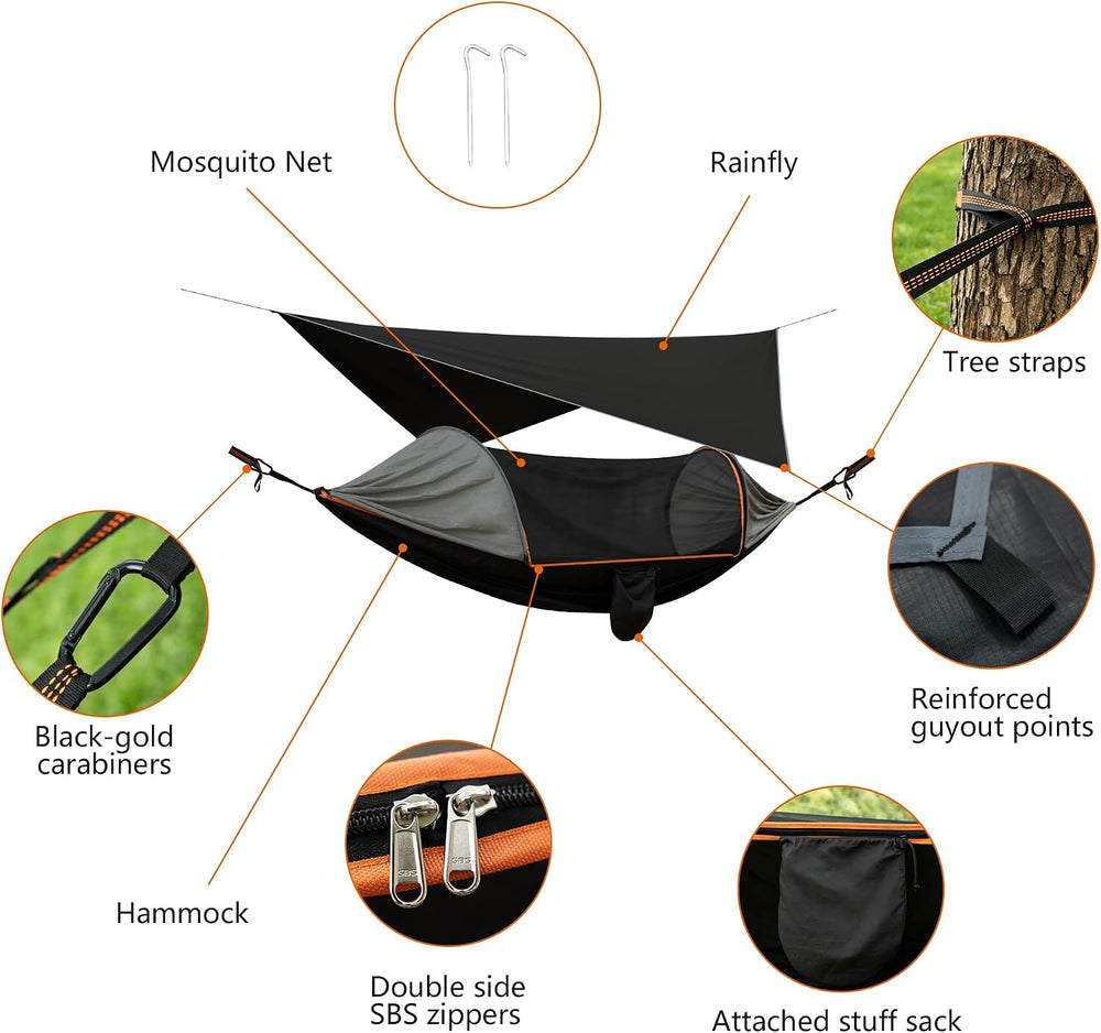 Camping Hammock with Mosquito Net and Rain Fly Tarp