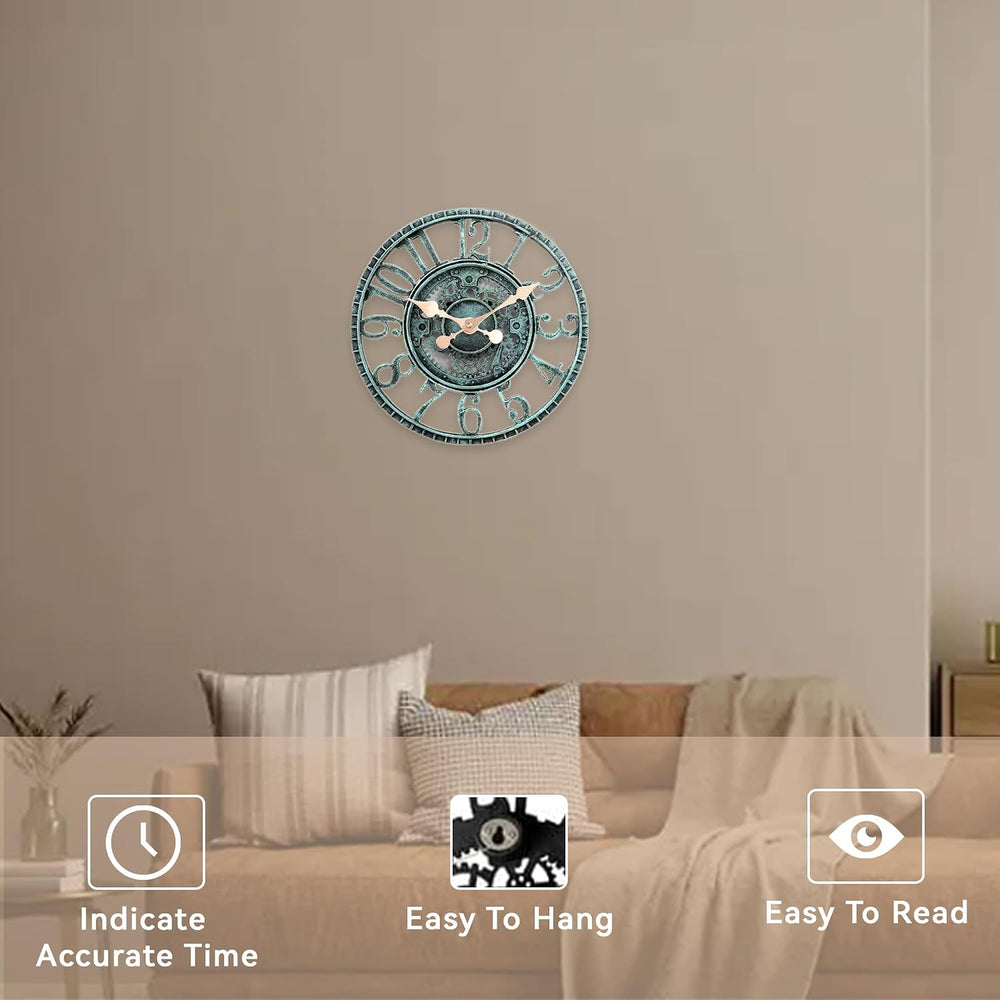 Lily's Home Hanging Wall Clock, Steampunk Gear and Cog Design with a Pewt...