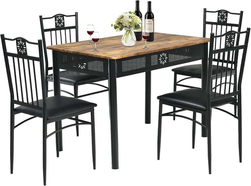 COSTWAY 5 Pieces Dining Table Set, Modern Kitchen Table Set for 4 Person, 42”...