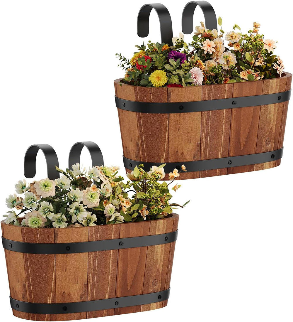 Railing Planters, 2‑Pack Hanging Flower pot, plant window hanger Bucket Pot