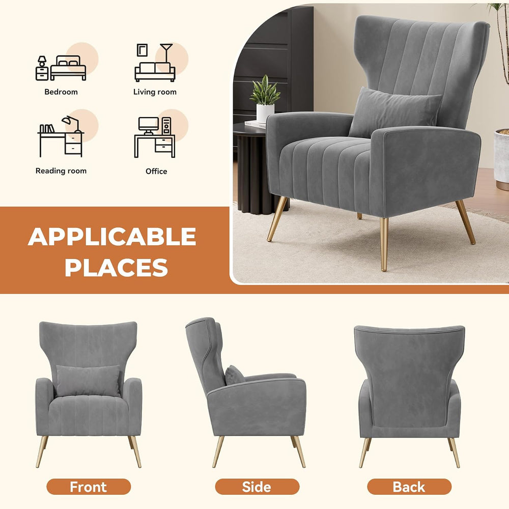 Nalupatio Modern Accent Chairs for Set of 4 Upholstered Velvet Fabric Reading...