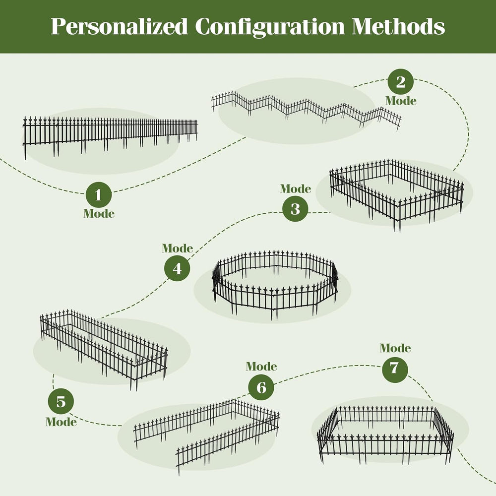 GIANTEX 10 Panels Decorative Metal Garden Fence, 18 FT, No Dig, Heavy Duty