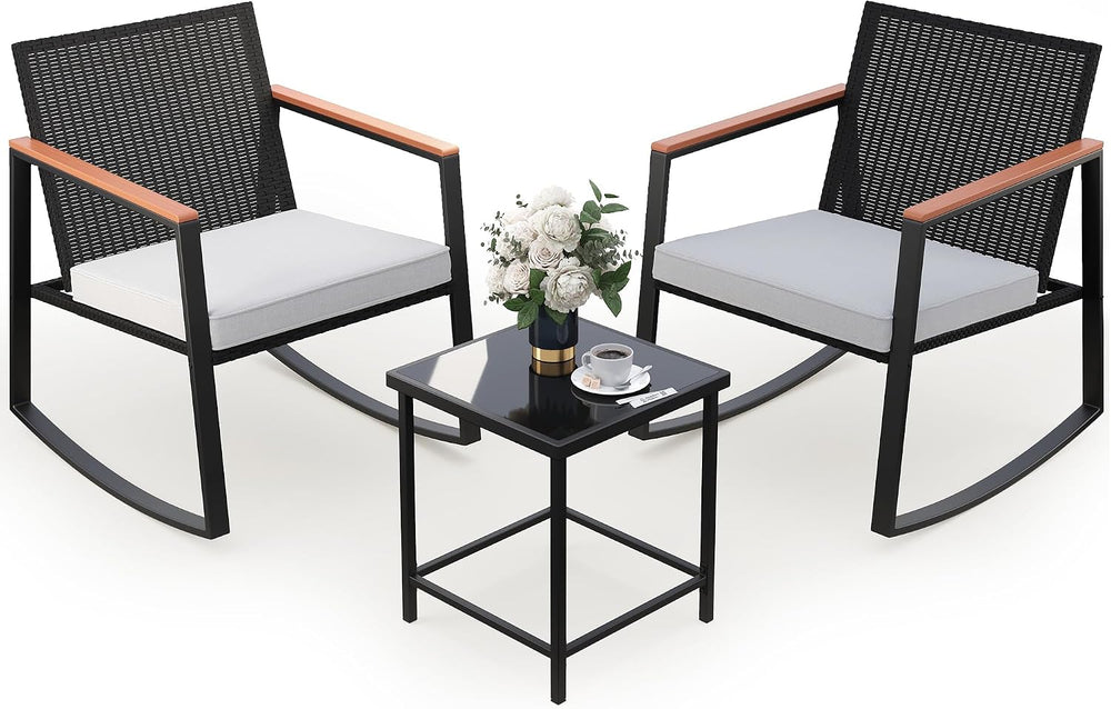 Gizoon 3 Pieces Rocking Patio Bistro Set