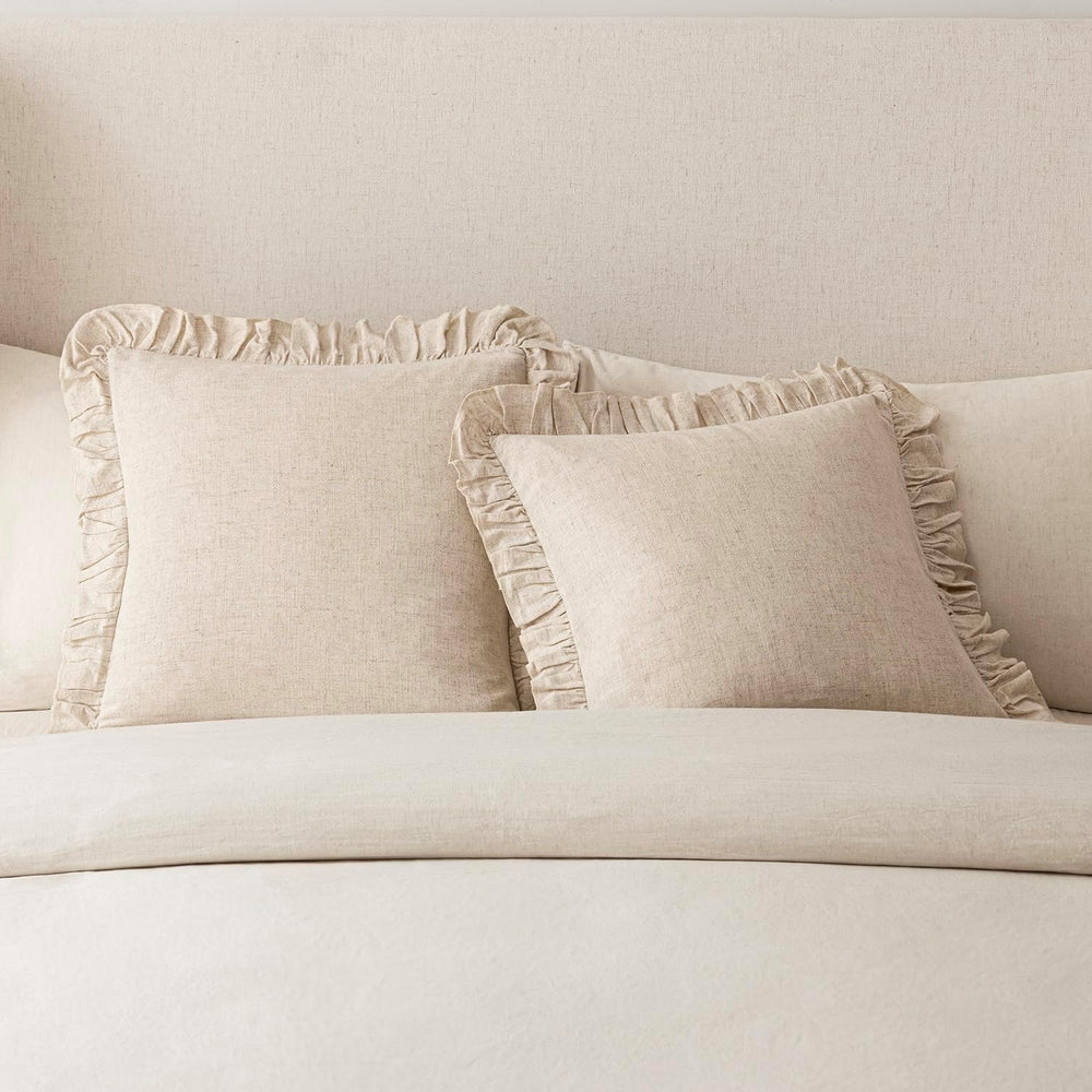 Foindtower Set of 2 Decorative Linen Fringe Ruffle Throw Pillow Covers Soft B...