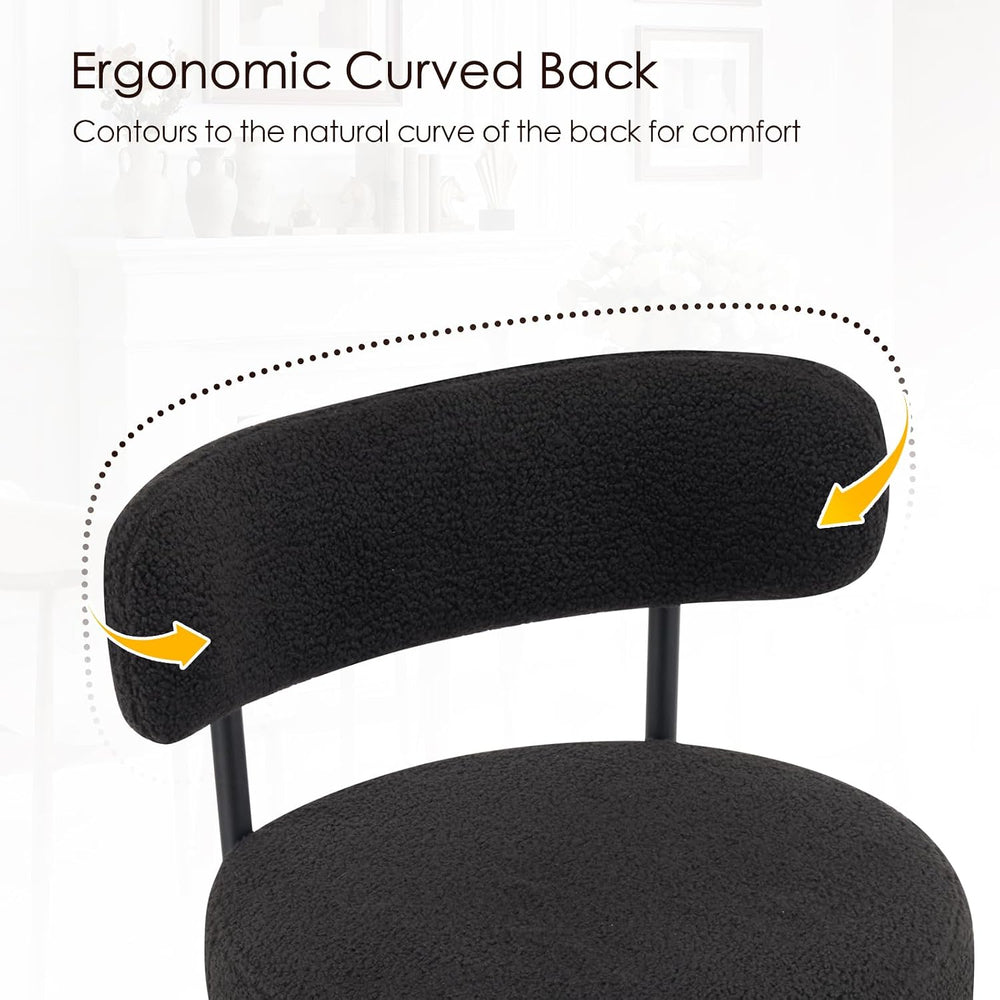 Furniliving 28'' Bar Stools Set of 3, Modern Boucle Counter Height Ba...