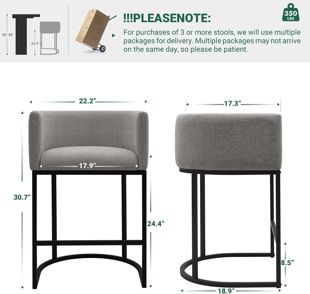 Counter Height Bar Stools Set of 3, 24 Inch Seat Height Barstools for Dining ...