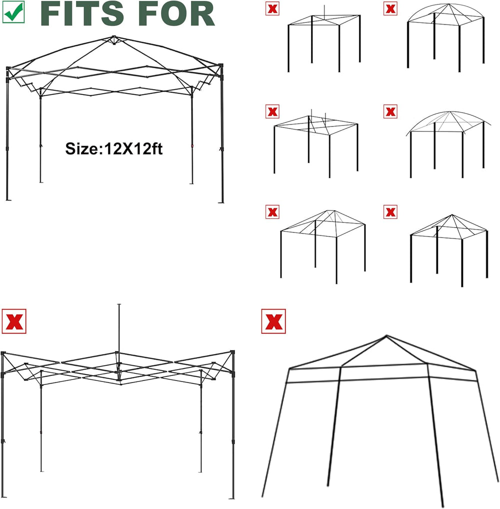 Canopy Replacement Top for Most 12x12 Straight Leg Frame