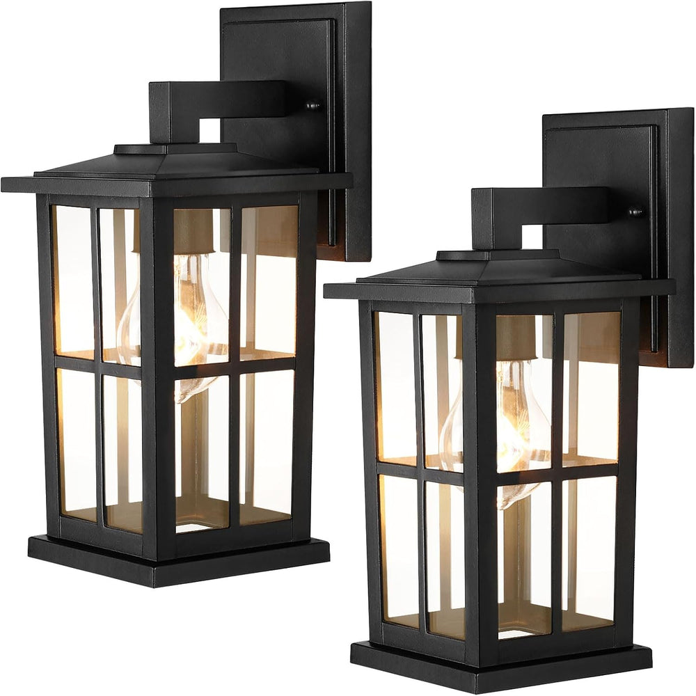 BesLowe 2-Pack Outdoor Wall Light Fixtures, Exterior Porch Lights, Black