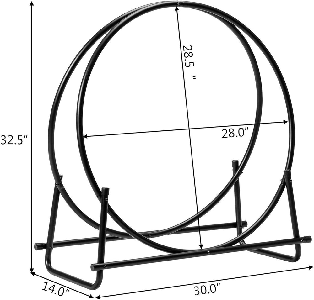 DORTALA 30 Inch Firewood Log Hoop, Fireplace Wood Storage Rack, Heavy-Duty Ro...